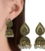 Antique Gold Plated Jhumka Earrings With Pearl Beads