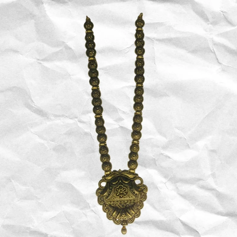Ethnic Matte Gold Plated Temple Jewellery Long Haram Necklace